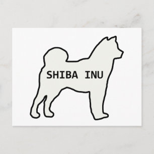 Carte Postale Shiba Inu nom crème silhouette
