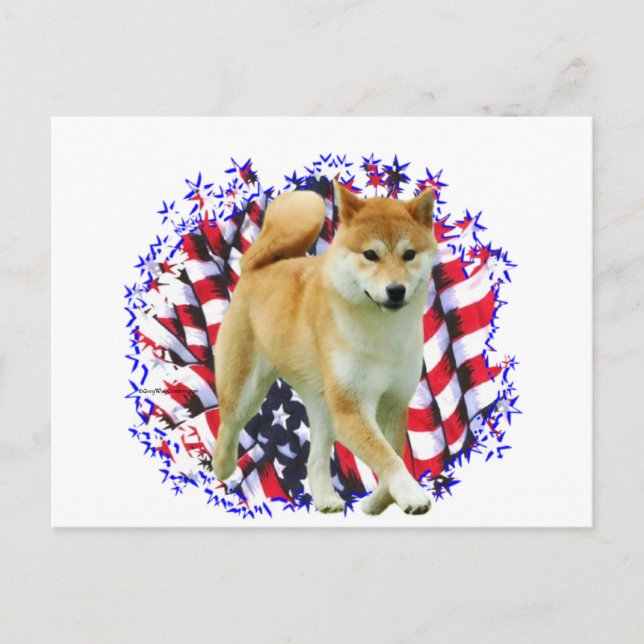 Carte Postale Shiba Inu Patriot (Devant)