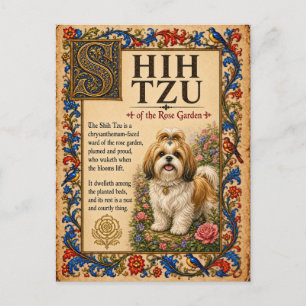 Carte Postale Shih Tzu, Art du Bestiaire Médiéval
