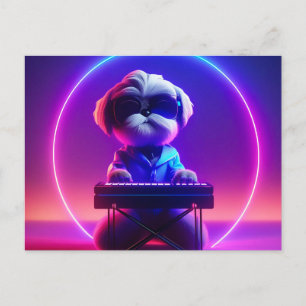 Carte Postale Shih Tzu Jouer Piano