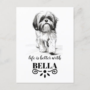 Carte Postale Shih Tzu Life est meilleur avec Custom Dog Name