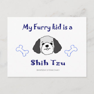 Carte Postale ShihTzuGreyBlanc