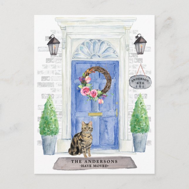 Carte Postale Shorthair Tabby Cat Moving Faire-par (Devant)