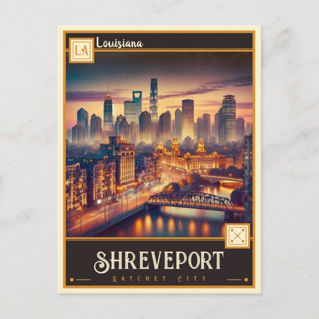 Carte Postale Shreveport, Louisiane | VINTAGE (Devant)