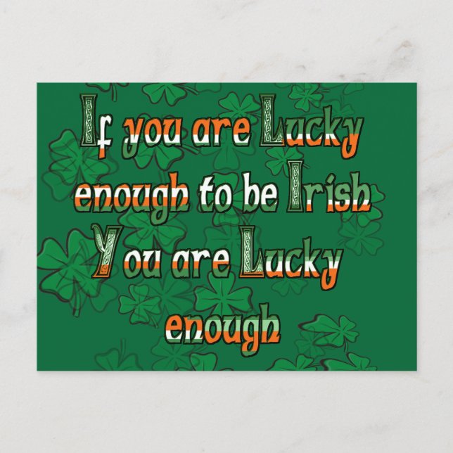 Carte Postale Si vous êtes assez chanceux pour être irlandais (Devant)