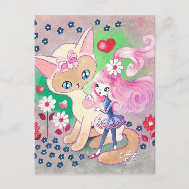 Carte Postale Siamese Kitty Love Amusant (Devant)
