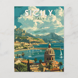 Carte Postale Sicile Italie Travel Art Vintage