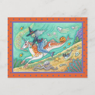 CARTE POSTALE SIDESADDLE WITCH MERMAID, IMAGINAIRE UNICORN MERHO