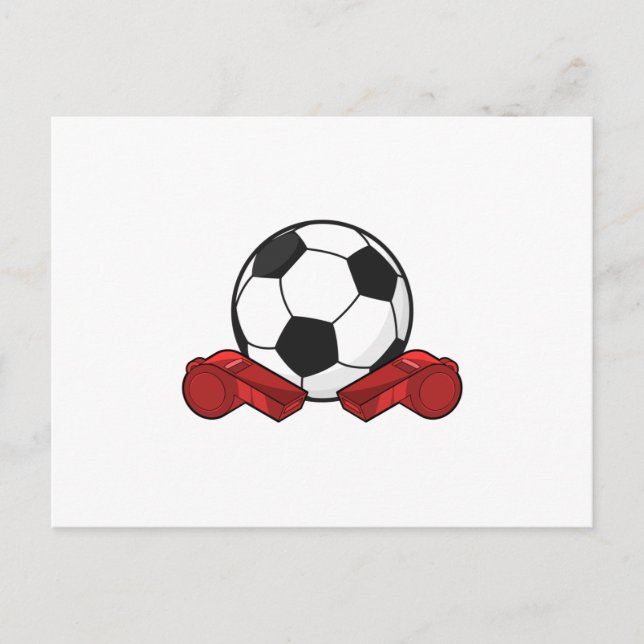 Carte Postale Sifflet d'arbitre & ballon de football (Devant)