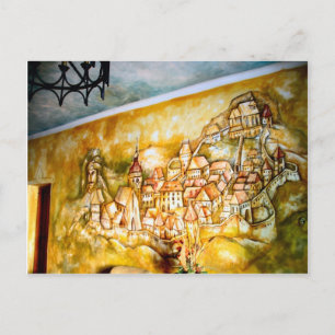 Carte Postale Sighisoara, fresque murale de la ville médiévale