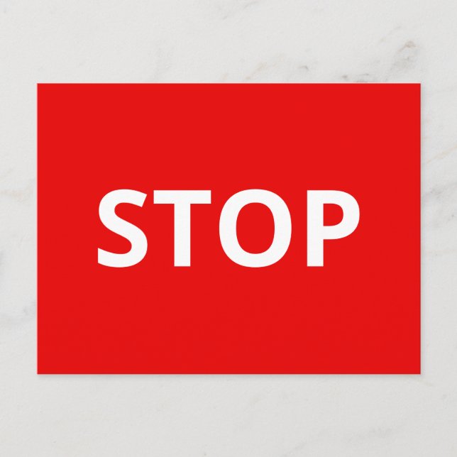 Carte Postale Signal d'arrêt d'avertissement rouge Texte personn (Devant)