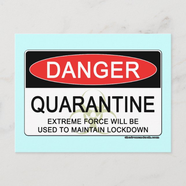 Carte Postale Signal de danger de quarantaine (Devant)