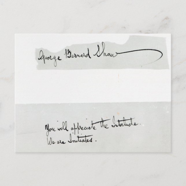 Carte Postale Signature de George Bernard Shaw (Devant)