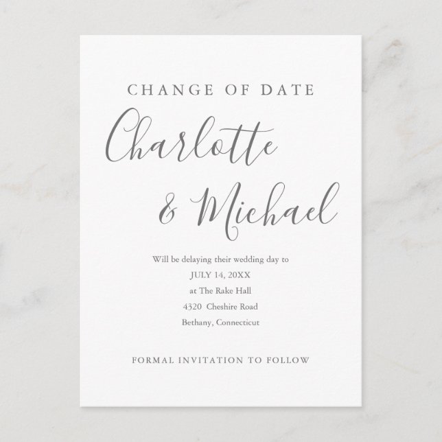 Carte Postale Signature moderne Modifier la date reportée (Devant)