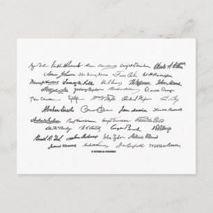 Carte Postale Signatures présidentielles (Présidents des États-U