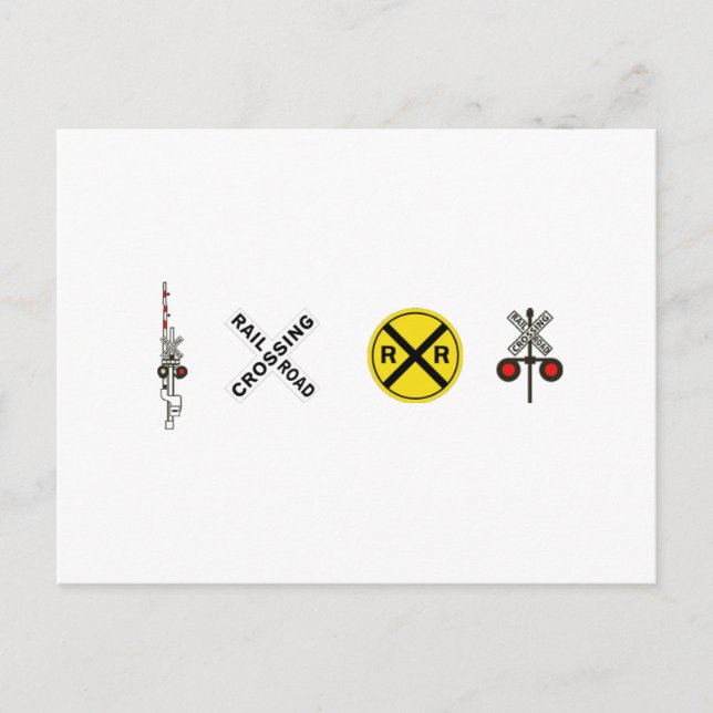 Carte Postale Signaux de franchissement ferroviaire - Attention  (Devant)