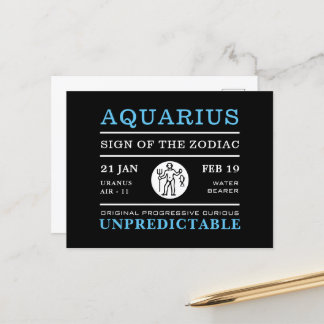 Carte Postale Signe Aquarius du Zodiaque, Astrologique