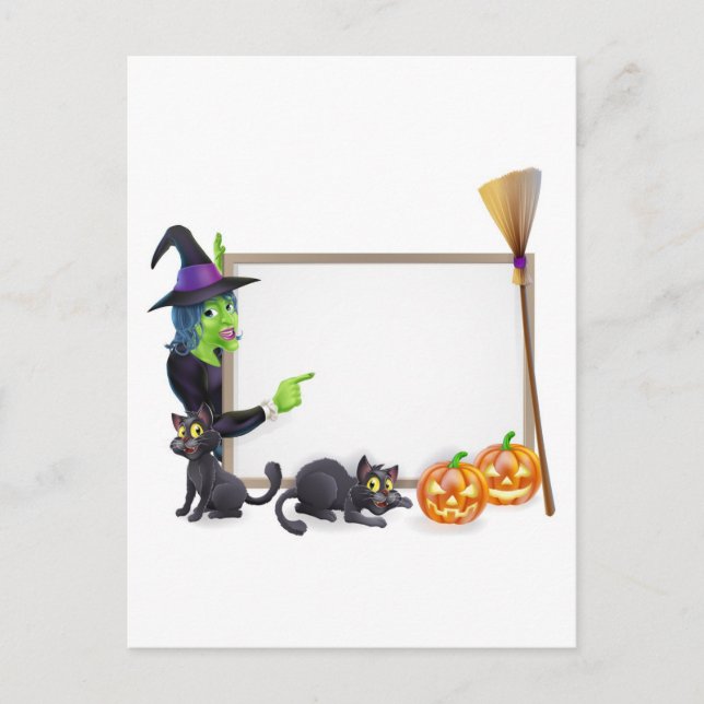Carte Postale Signe arrière - plan de sorcière Halloween (Devant)