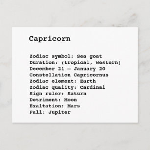 Carte Postale Signe astrologique Capricorne anniversaire