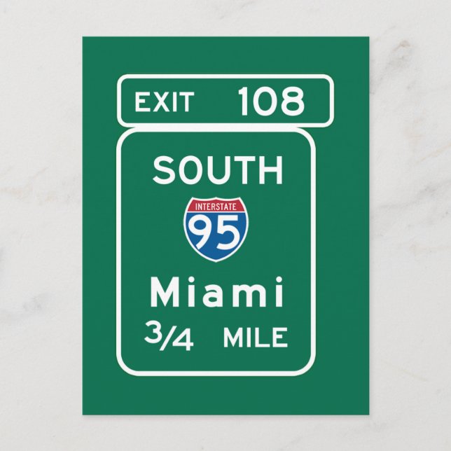 Carte Postale SIGNE DE LA ROUTE DE Miami, FL (Devant)