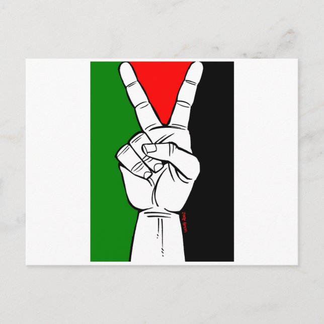 CARTE POSTALE SIGNE DE PAIX DU DRAPEAU PALESTINE (Devant)
