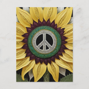 Carte Postale Signe de paix tournesol 