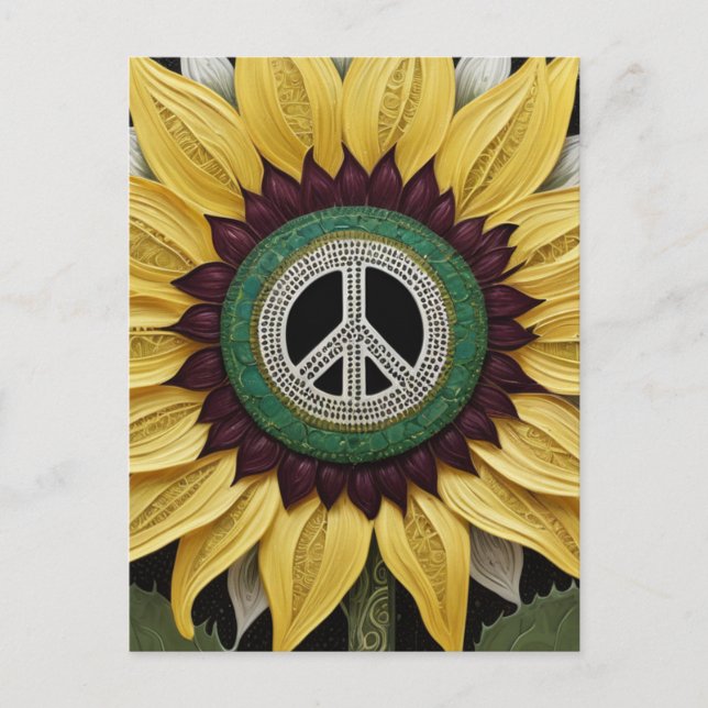 Carte Postale Signe de paix tournesol  (Devant)