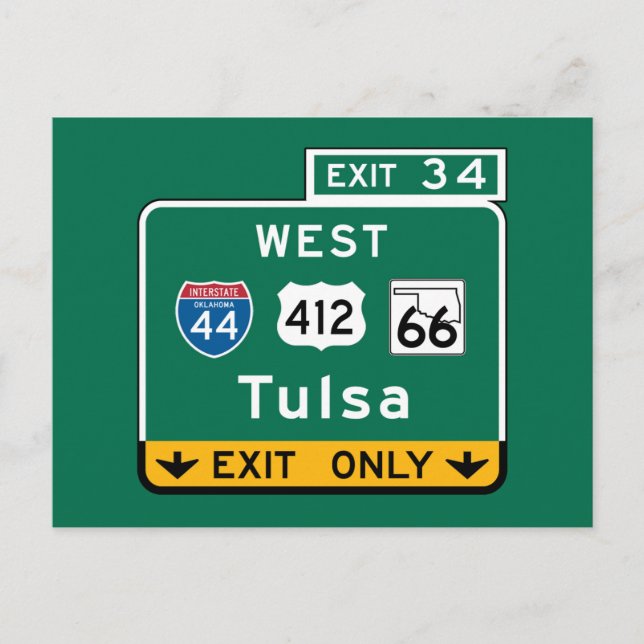 Carte Postale SIGNE DE ROUTE Tulsa OK (Devant)