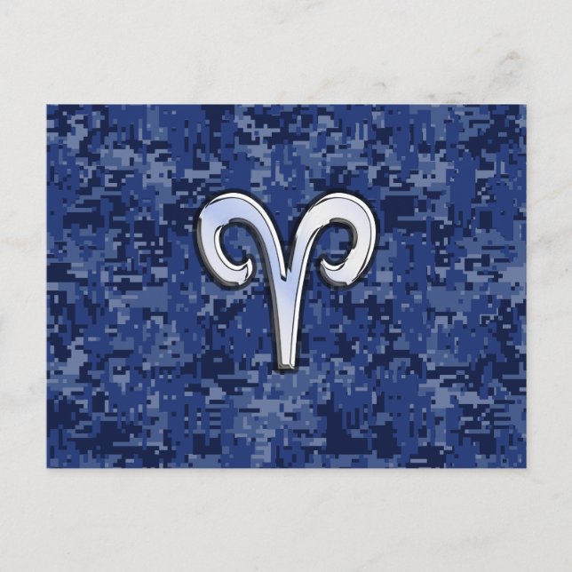 Carte Postale Signe du zodiaque Bélier sur décoration camouflage (Devant)