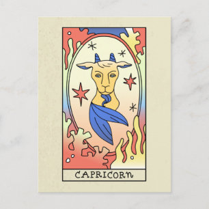 Carte Postale Signe du zodiaque Capricorne Art abstrait Vintage