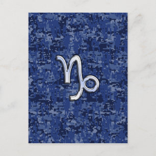 Carte Postale Signe du zodiaque Capricorne sur camouflage numéri