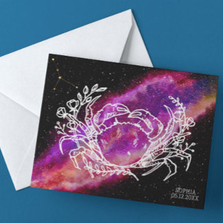 Carte Postale Signe du zodiaque Constellation du Cancer Rose Gal