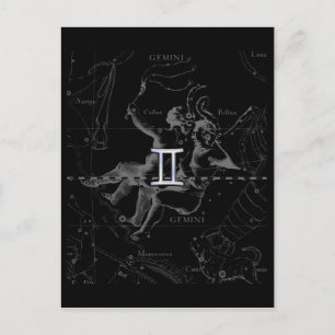 Carte Postale Signe du zodiaque Gémeaux de style Chrome sur Heve