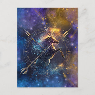 Carte Postale Signe du zodiaque Sagittaire Conception aquarelle