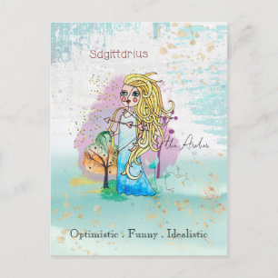 Carte Postale Signe du zodiaque Sagittaire La Fille du Archer Bl