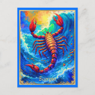 Carte Postale Signe du zodiaque Scorpion émergeant des eaux prof