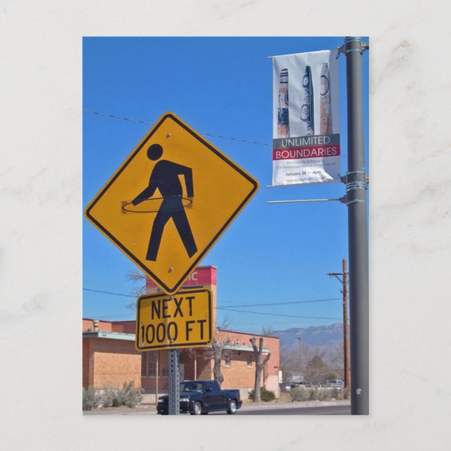 Carte Postale Signe piétonnier Hula Hoop, Albuquerque Nouveau-Me (Devant)