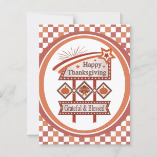 Carte Postale Signe rétro gracieux et béni du bon thanksgiving