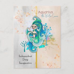 Carte Postale SIGNE Zodiaque Aquarius Transporteur d'eau fille l