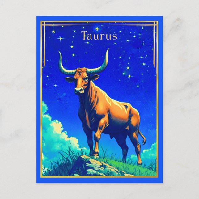 Carte Postale SIGNE Zodiaque Taurus enraciné dans la Terre et le (Devant)