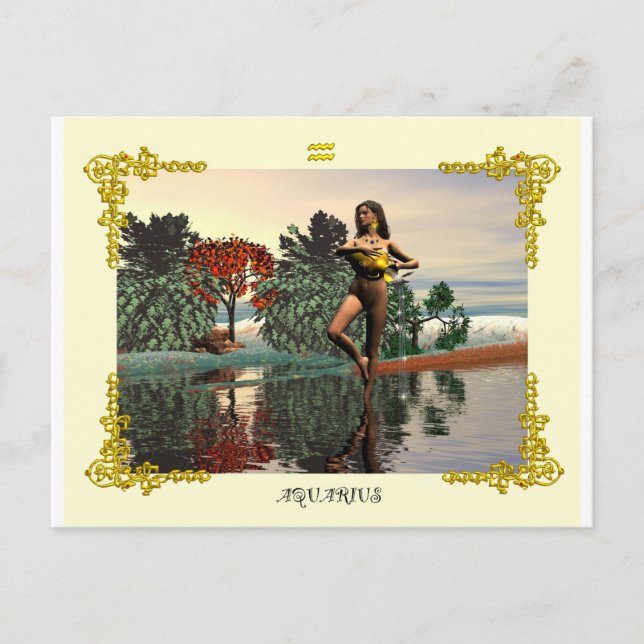 CARTE POSTALE SIGNES D'ANNIVERSAIRE ZODIAC / AQUARIUS (Devant)