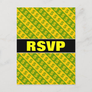Carte Postale Signes de dollars verts et jaunes ($) Motif rayé