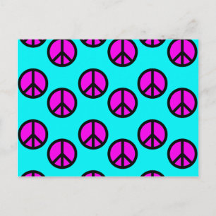Carte Postale Signes de paix super Ados hippie Turquoise et viol