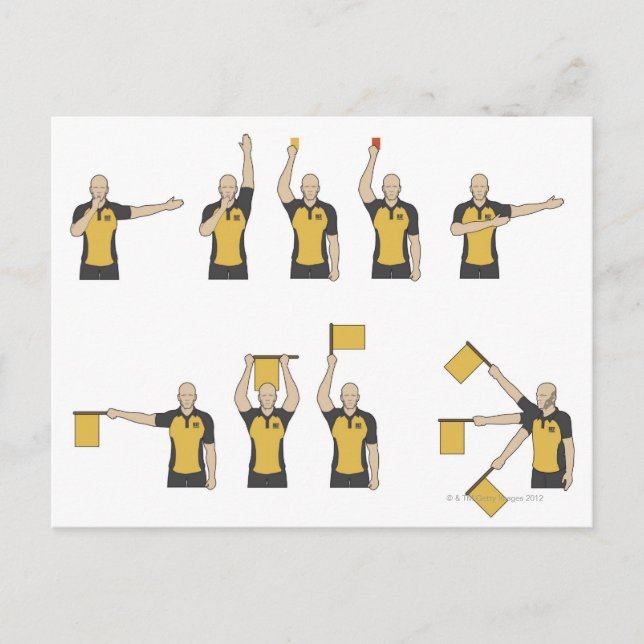 Carte Postale Signes des arbitres de football (Devant)