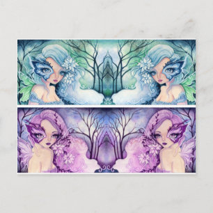 Carte postale signet : Masque bleu / Masque mauve