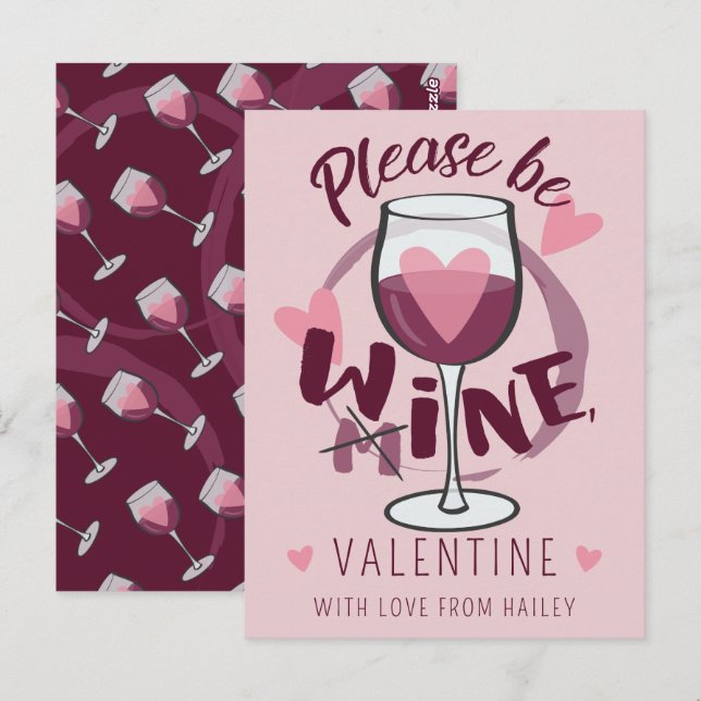 Carte Postale S'il vous plaît être mon vin Valentine Funny texte (Devant / Derrière)