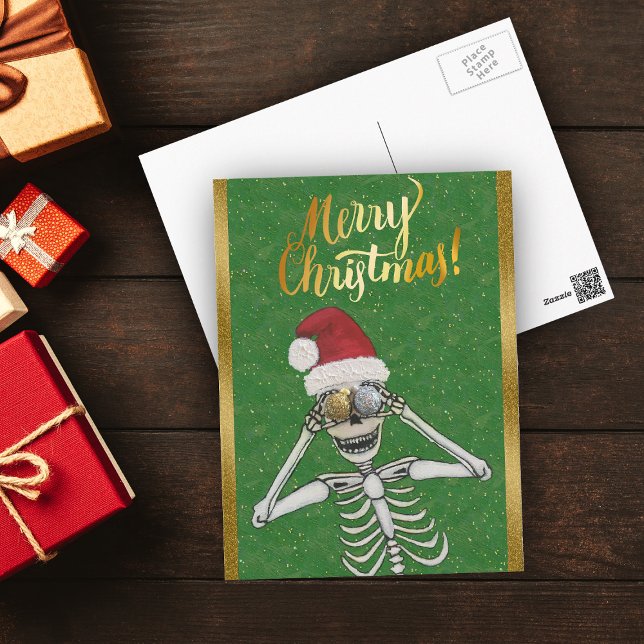 Carte Postale Silencieux Noël Squelette de Noël Ornament Yeux (Créateur téléchargé)
