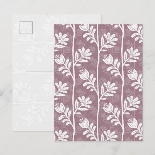 Carte Postale Silhouette botanique de rose mauve florale vintage