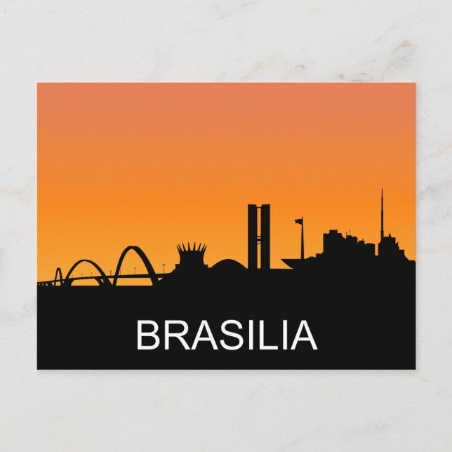 Carte Postale Silhouette Brasilia, coucher de soleil d'été, illu (Devant)