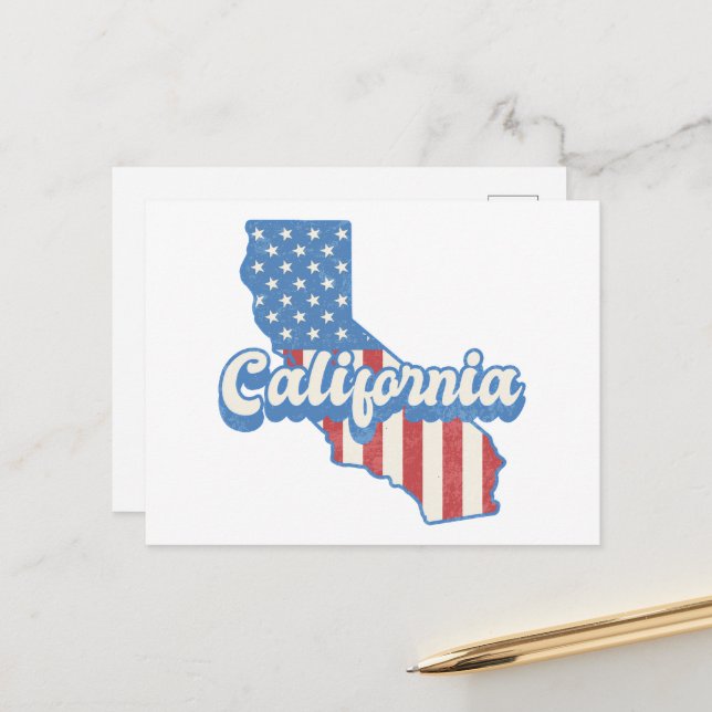 Carte Postale Silhouette California Stars & Stripes (Devant/Arrière en situation)